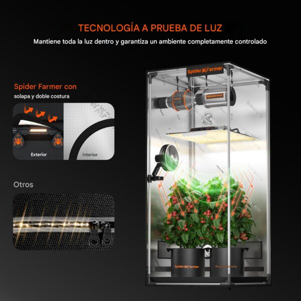 Armario de Cultivo Interior Spider Farmer® | 70x70x160cm - Imagen 5