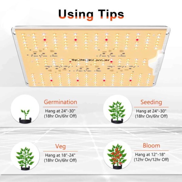 Placa LED de cultivo LED Spider Farmer® SF1000D de 100 W de espectro completo con diodos Samsung - Imagen 6